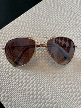Gold Frame Brown Lens Aviator Sunglasses - Women’s
